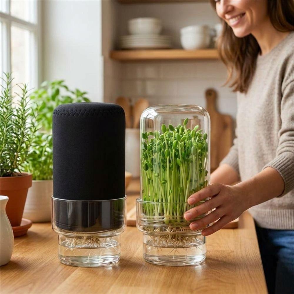 Clear Glass Mason Jar Sprouting Lid Kit Blackout Sleeves Drain Cover Glass Sprout Growing Set Breathable Dual-layer Drainage