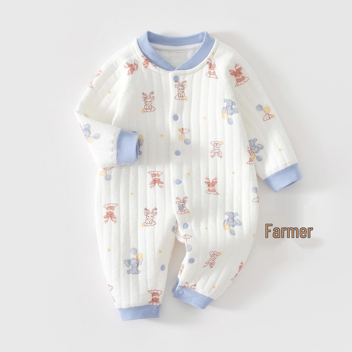 

Зимний теплый комбинезон-ромпер с длинным рукавом для малышей - Новорожденная базовая пижама Size 59