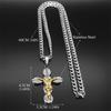 Catholic Jesus Cross Crucifix Pendant Necklace for Women Men Stainless Steel Gold Color Christ Amulet Chain Jewelry Party Gift