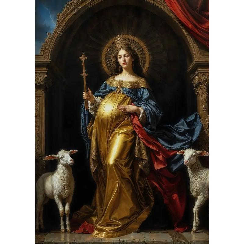 Nordic Religious Art Benevolent Portrait Of The Virgin Mary Archangel Canvas Painting Living Room Modern Aesthetics Home Decor