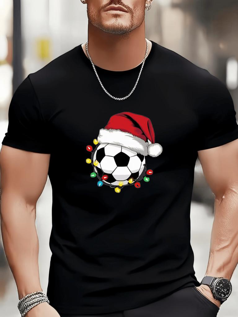 Latest Christmas Men's Casual Breathable Versatile Printed Crew Neck Cotton T-Shirt