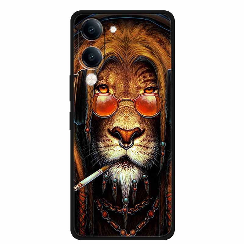 For Vivo iQOO Z10 Lite Case Silicone Black TPU Funda Back Cover for iQOO Z10 Lite 5G I2409 Soft Case Animal Coque IQOOZ10 Lite