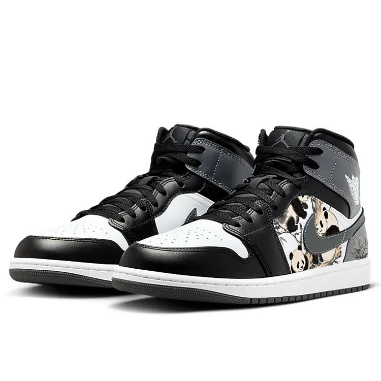 Jordan Air Jordan 1 Cushioning Slip Resistant Breathable Mid top Vintage Basketball Shoes Unisex White Black DQ8426-001(Team366-)