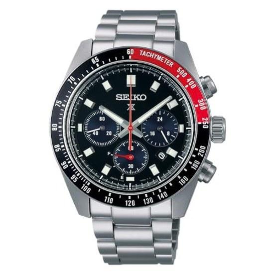 Seiko Watch PROSPEX SBDL099 Mens Wristwatch Made Japan Solar SPEEDTIMER Series Tachymeter Bezel Chronograph Date Calendar Black Dial Stainless Steel