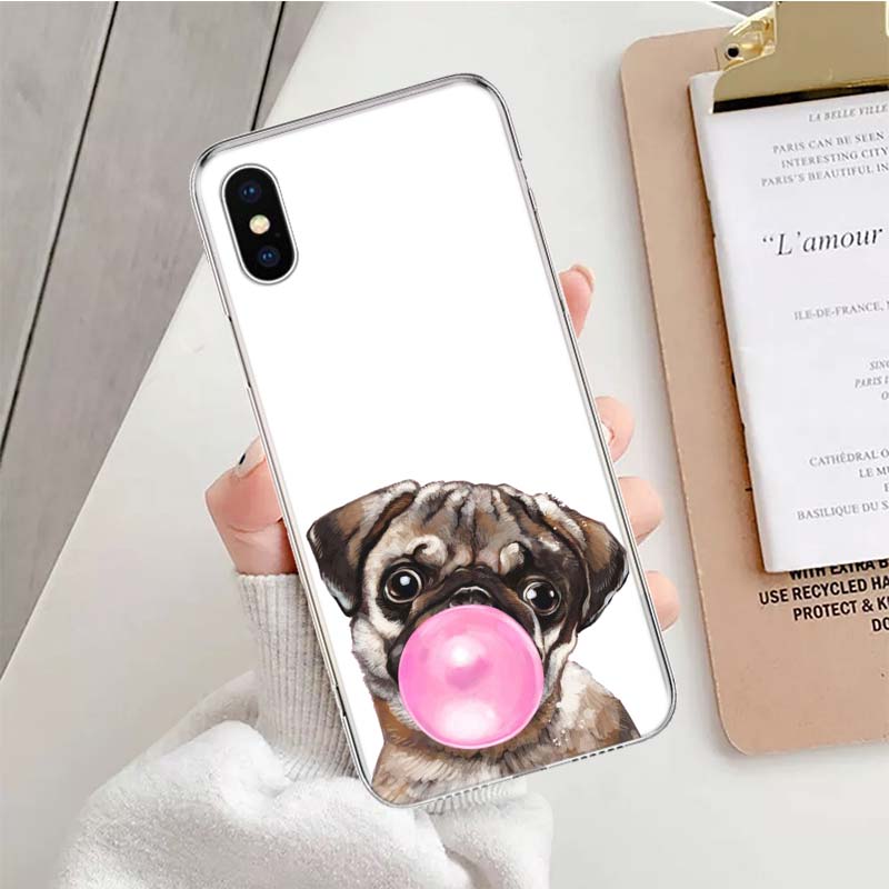 Pug Dog French Bulldog animal Soft Phone Case For IPhone 11 17 Air 16E 16 Pro Max 15 + 14 Plus 13 Mini 12 Apple 7 SE 8 Fundas Co