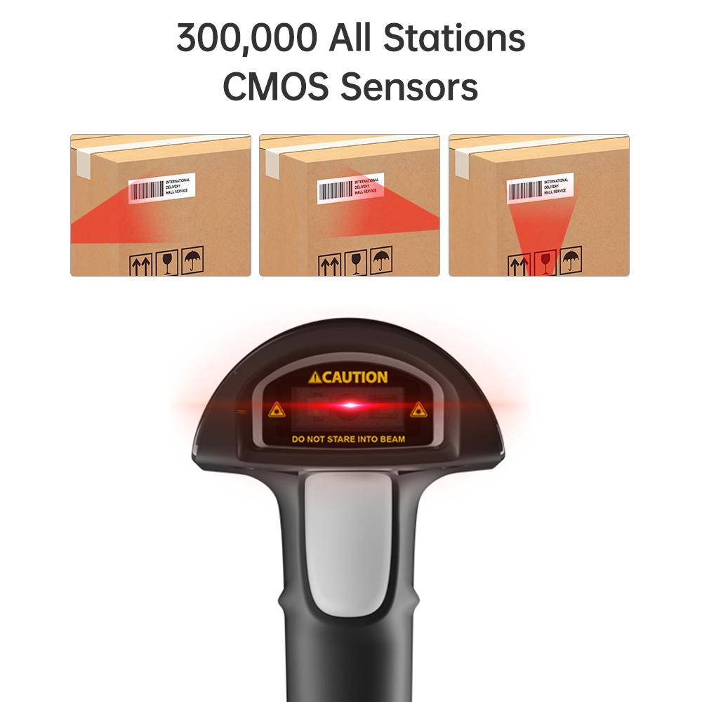 Wireless 2D 1D Barcode Scanner BT+2.4G+USB Wired Connection High Speed Scanning with Pedestal