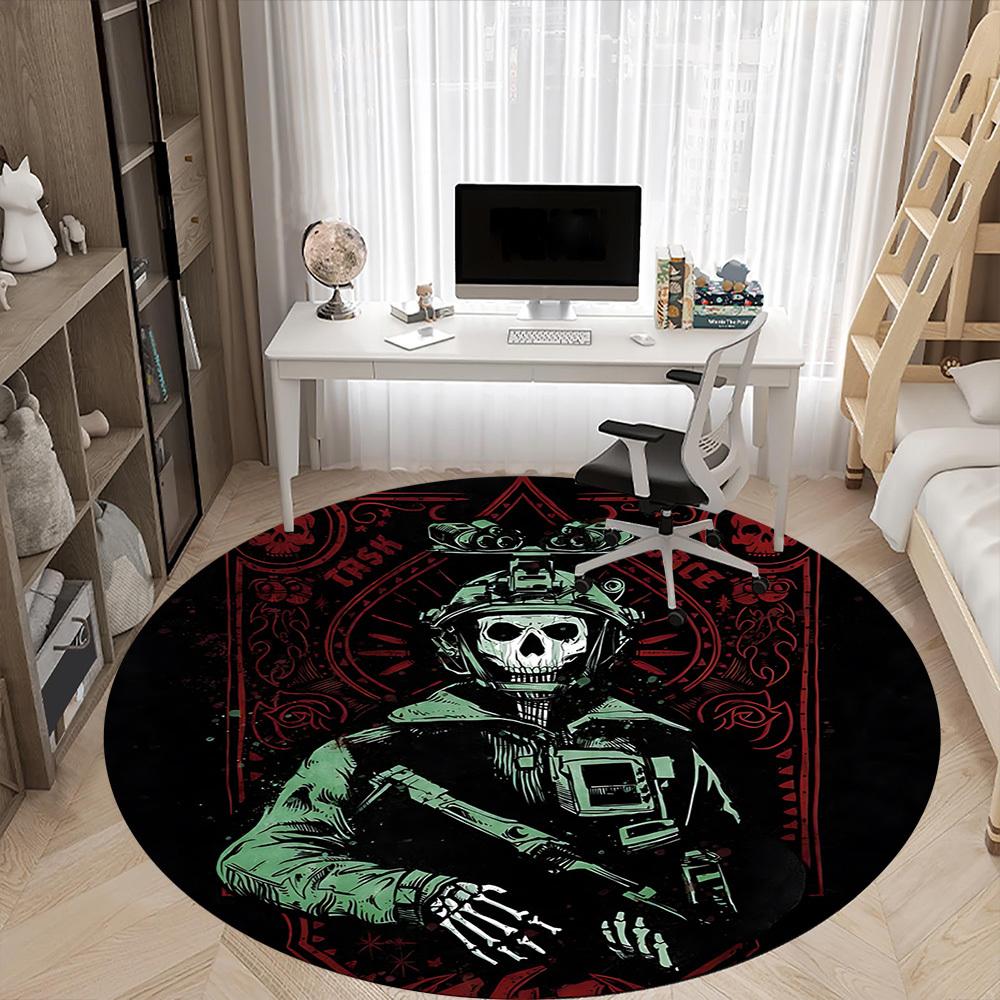 1PC Call of Duty Office Round Rug - Perfect for Office or Study Decor, Machine Washable, Non-Slip Backing, Decorative Floor Mat