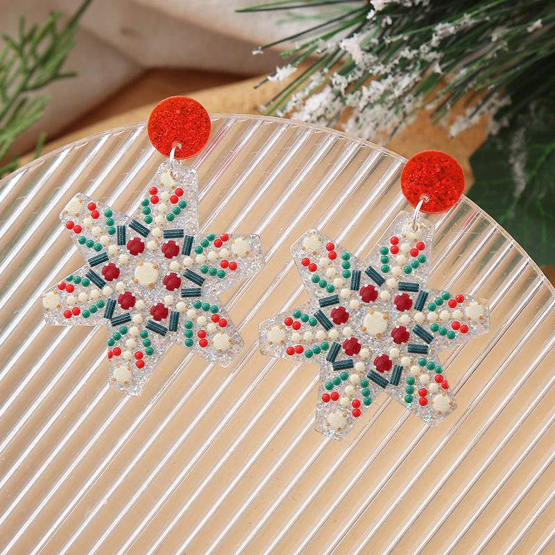 European & American Christmas Teardrop Earrings - Santa, Tree & Reindeer Acrylic Dangles For Women