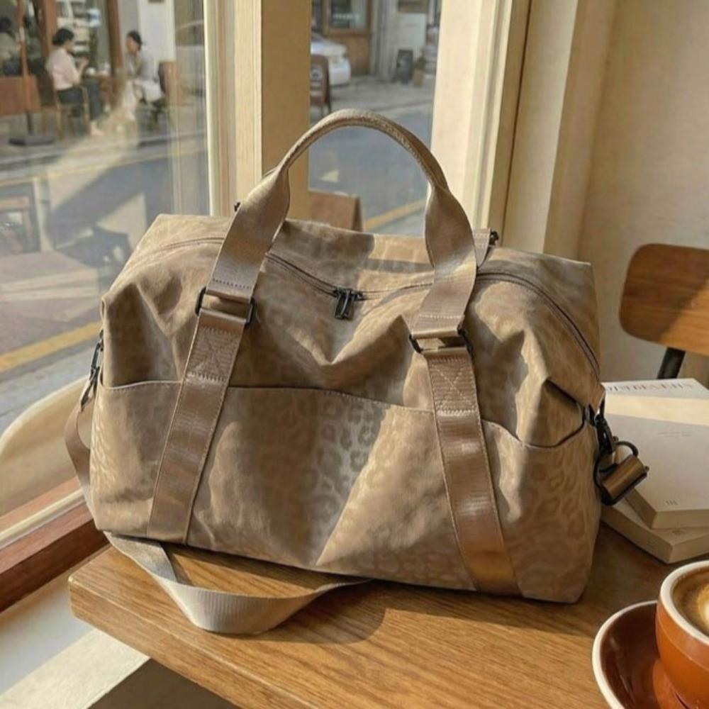 Leopard Print Travel Duffle Bag Adjustable Strap Lightweight Handbag Large Capacity Bag Swimming