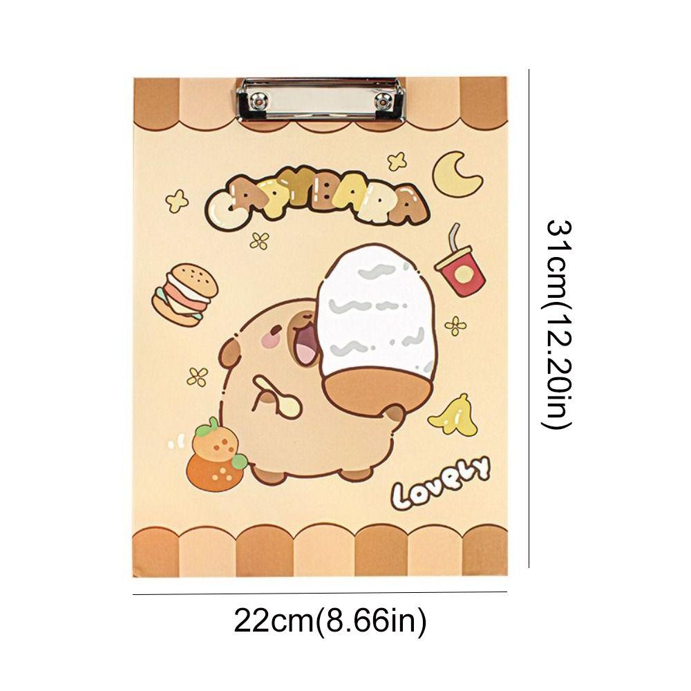 Aesthetic A4 Board Clip Folder File Storage Writing Clipboard Capybara File Folder  File Organizer