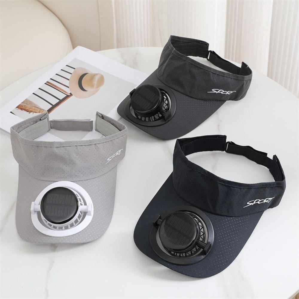Elastic Solar Fan Hat Breathable Summer Fan Visor Cap Sunscreen Empty Top Hat Camping