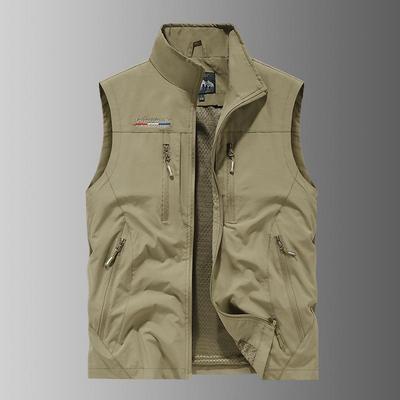 Herren Outdoor Weste mit Stehkragen - Funktional, Mehrere Taschen, Wasserdicht, Atmungsaktiv, Schnelltrocknend.