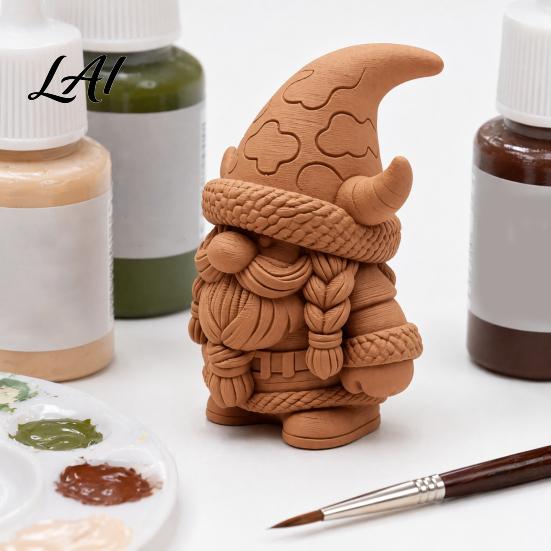 Retro Style Viking Ornament Gnome Figurine 3D Printed Cute Nordic Dwarf Ornament Whimsical Unique Collectible Little Man Desk Decor for Home Office