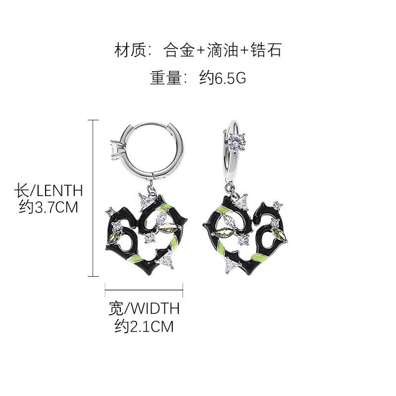 Original green thorns dripping oil love earrings earrings, earrings, simple personalized earrings wholesale