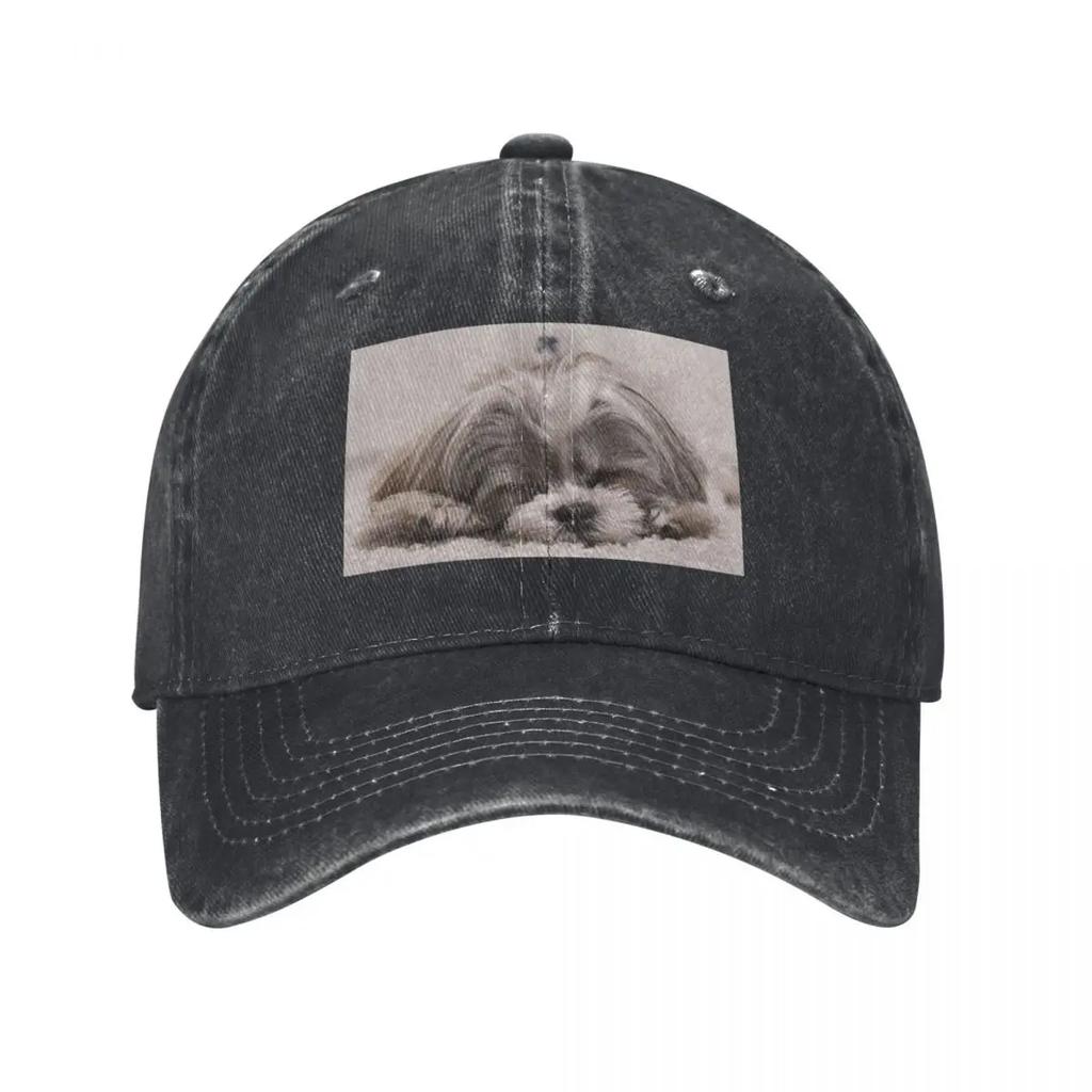 Shih Tzu Sleeping Baseball Caps Fashion Denim Hats Outdoor Adjustable Casquette Sports Baseball Cowboy Hat for Unisex Women