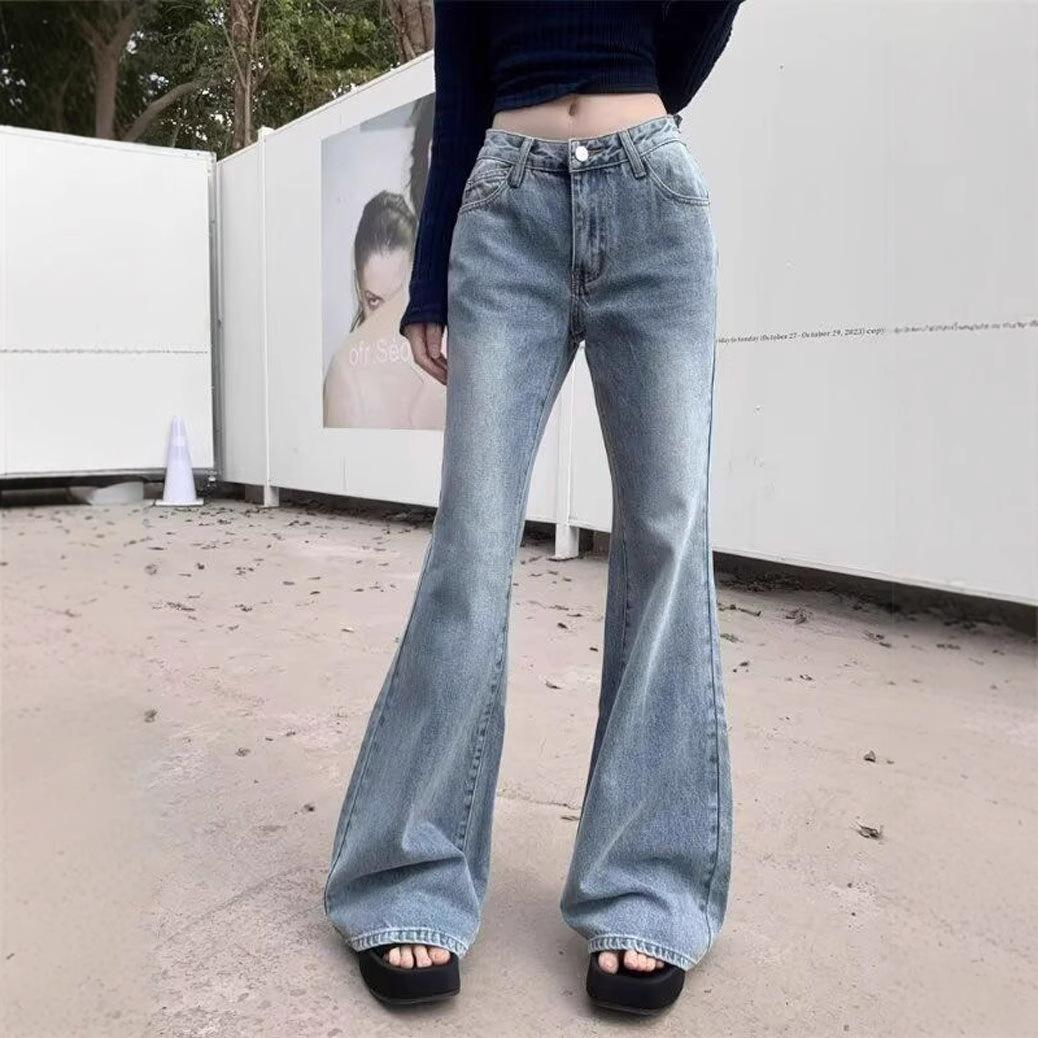 

Удобные светло-голубые джинсы с высокой посадкой женские облегающие большого размера облегающие микроклеш прямые брюки длинные брюки джинсы для женщин длинные джинсовые брюки 4XL