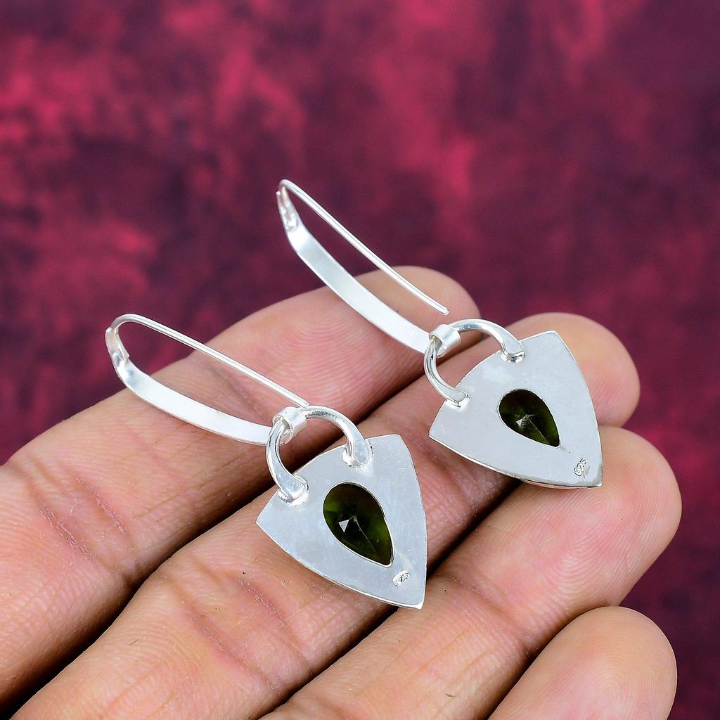 Peridot Earrings Gemstone Jewelry, 925 Solid Sterling Silver Earrings, Handmade Jewelry Birthstone Earrings, Gift For Him