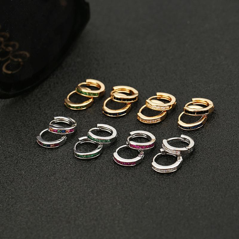 Minimalist Micro Paved Zircon Single Row Hoop Earrings Chic Advanced Sense Versatile Ear Buckle Jewelry For Women