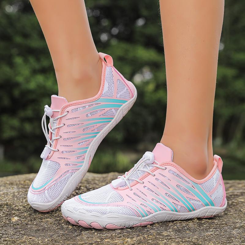 Big Size 47 Men's Water Shoes Fashion Pink Women's Gym Shoes Summer Mesh Five Fingers Aqua Shoes Unisex Beach Barefoot Sneakers