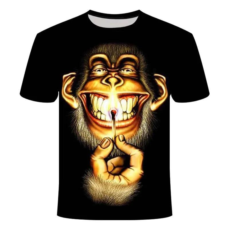 Camisetas com estampa de macaco para crianças, meninos e meninas, camisa casual de verão, roupas infantis de animais, camisetas de manga curta