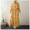 New Color Round Neck Retro Long Skirt Cotton Linen Dress