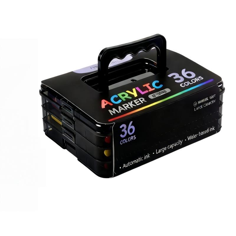 Waterproof Acrylic Marker Pen Set, 48-60 Colors, Special Brush Tips for Non-Transparent Graffiti and Color Paintings.