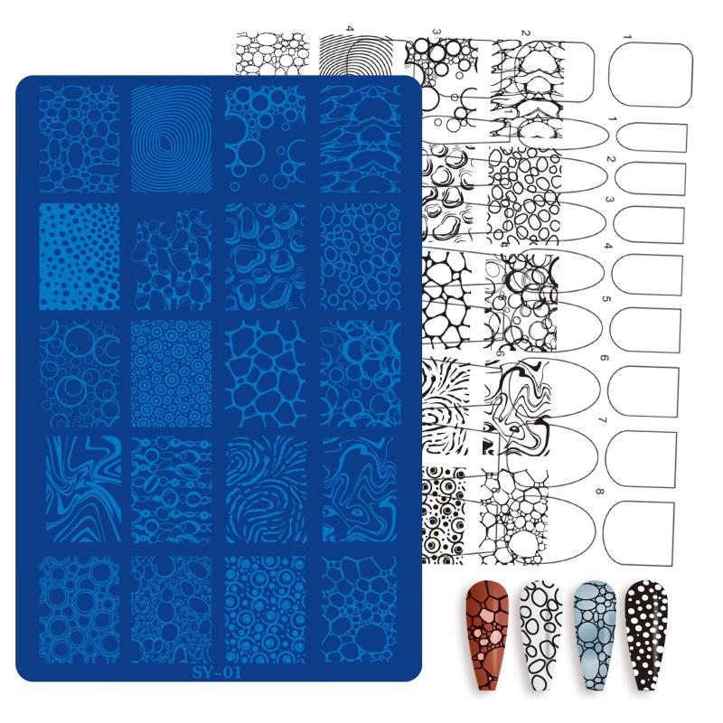 1 Sheet Etched Nail Art Stencil High-Precision Bow Flower Lace Checkered Nail Decal Sheets For Reusable Manicure Transfer Tool