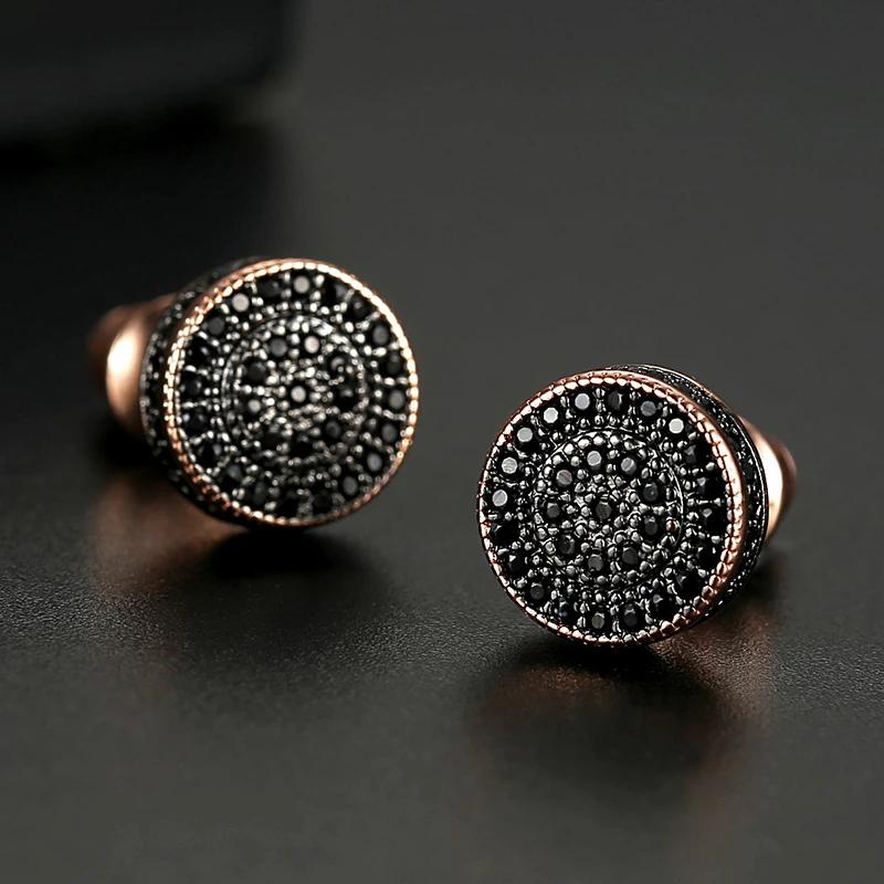 5 Styles Elegant Natural Black Zircon Stud Earrings For Women  Rose Gold High Quality Daily Fine Jewelry