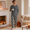 Men's Halloween Pajama Set Long Sleeve Round Neck Top and Pants Casual Comfortable Sleepwear