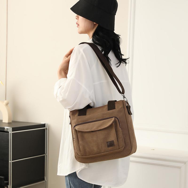 Canvas Bag Women's Commuter Shoulder Crossbody Bag Large Capacity Middle-aged And Elderly Mother's Bag Travel Bag