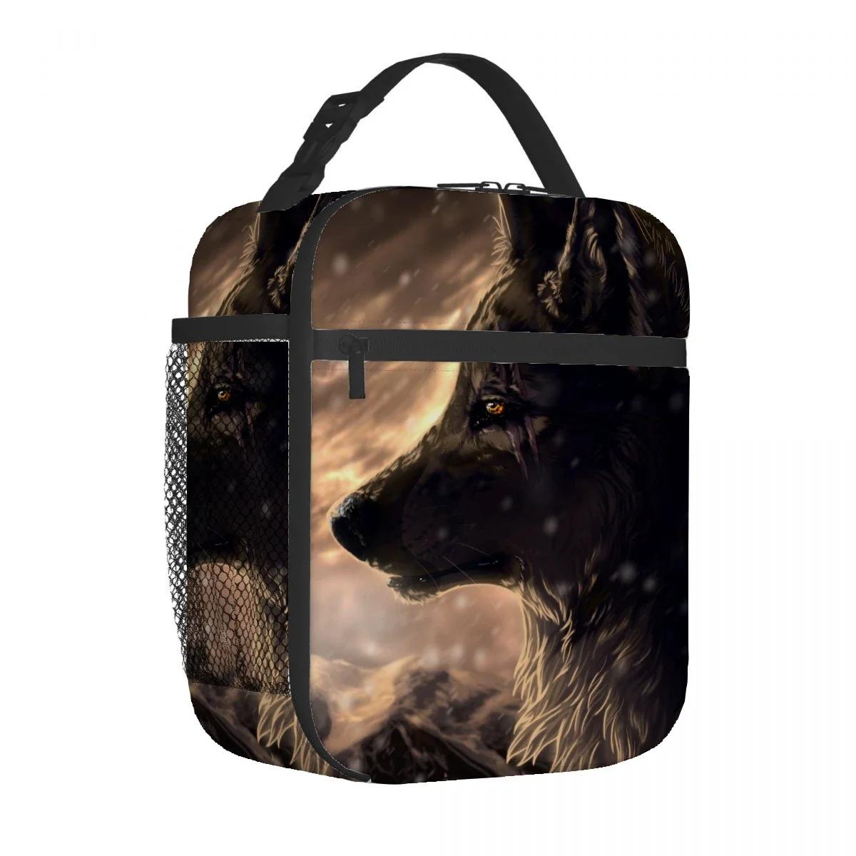 

Волк злой животное сумка для ланча портативный алюминиевая фольга утолщенный изолированный ланч-бокс подарочный водонепроницаемый ланч-бокс сумки 26x21x11CM серебряный