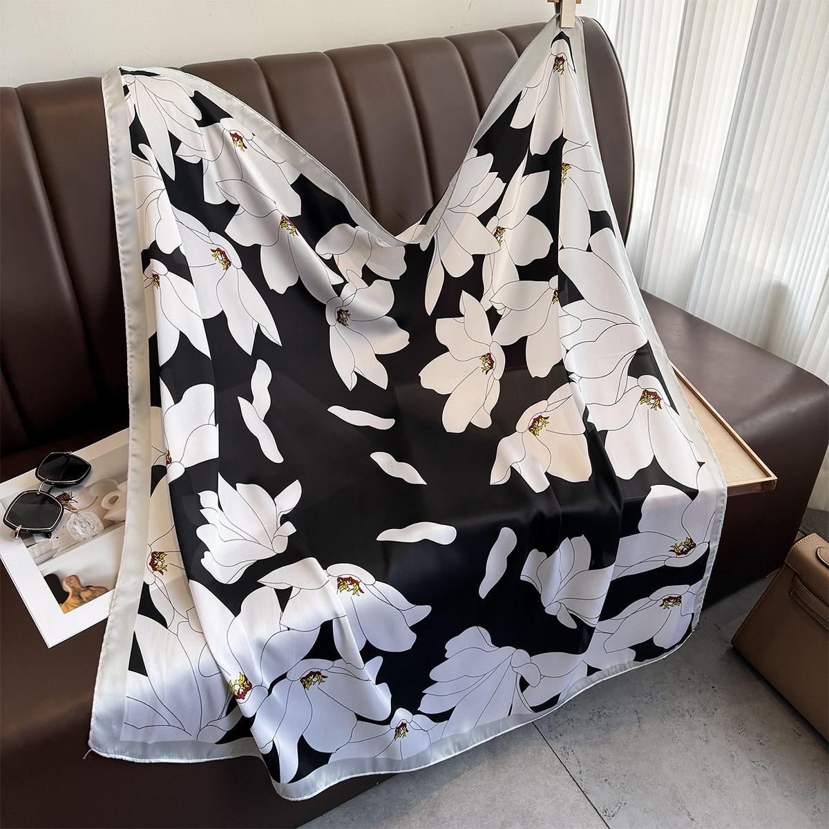 

Квадратный платок 90*90см Роскошные шелковые платки с цветочным принтом Женские шейные платки Фуляр Головной платок Летние шали Хиджаб Бандана Головной платок 90x90cm