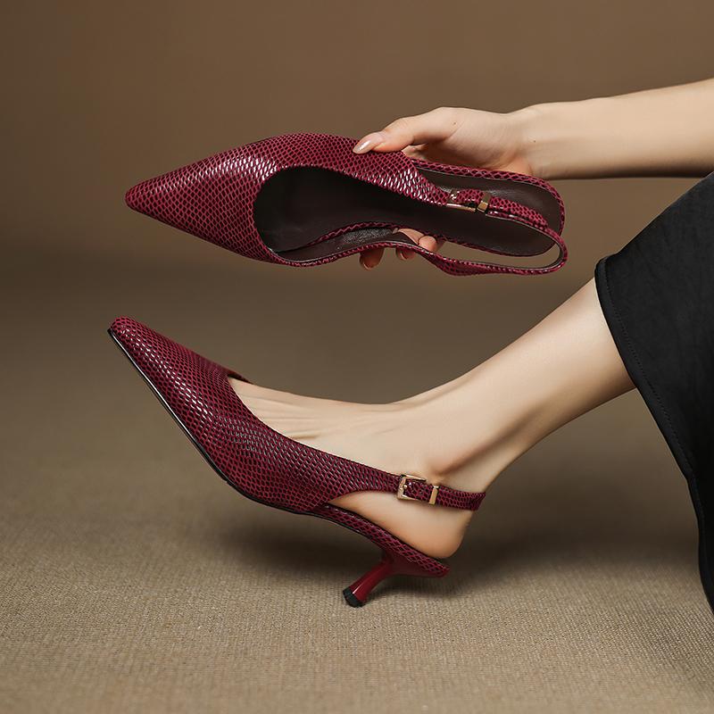 Fashion 2025 New Summer Sandals Pointed Toe Sandals Genuine Leather Women Shoes Handmade Gladiator Ladies Shoes Stiletto High Heel