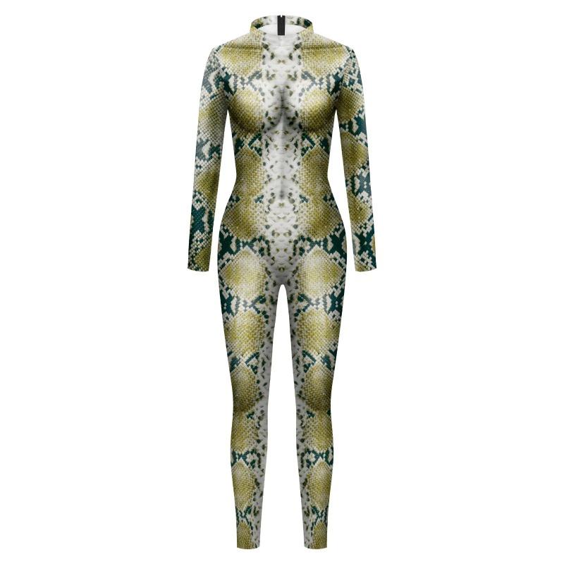 Adult Serpentine Cosplay Costume 3D Print Exercise Sexy Bodysuits Halloween Flexible Party Jumpsuit Fitness Outfit Romper Unisex