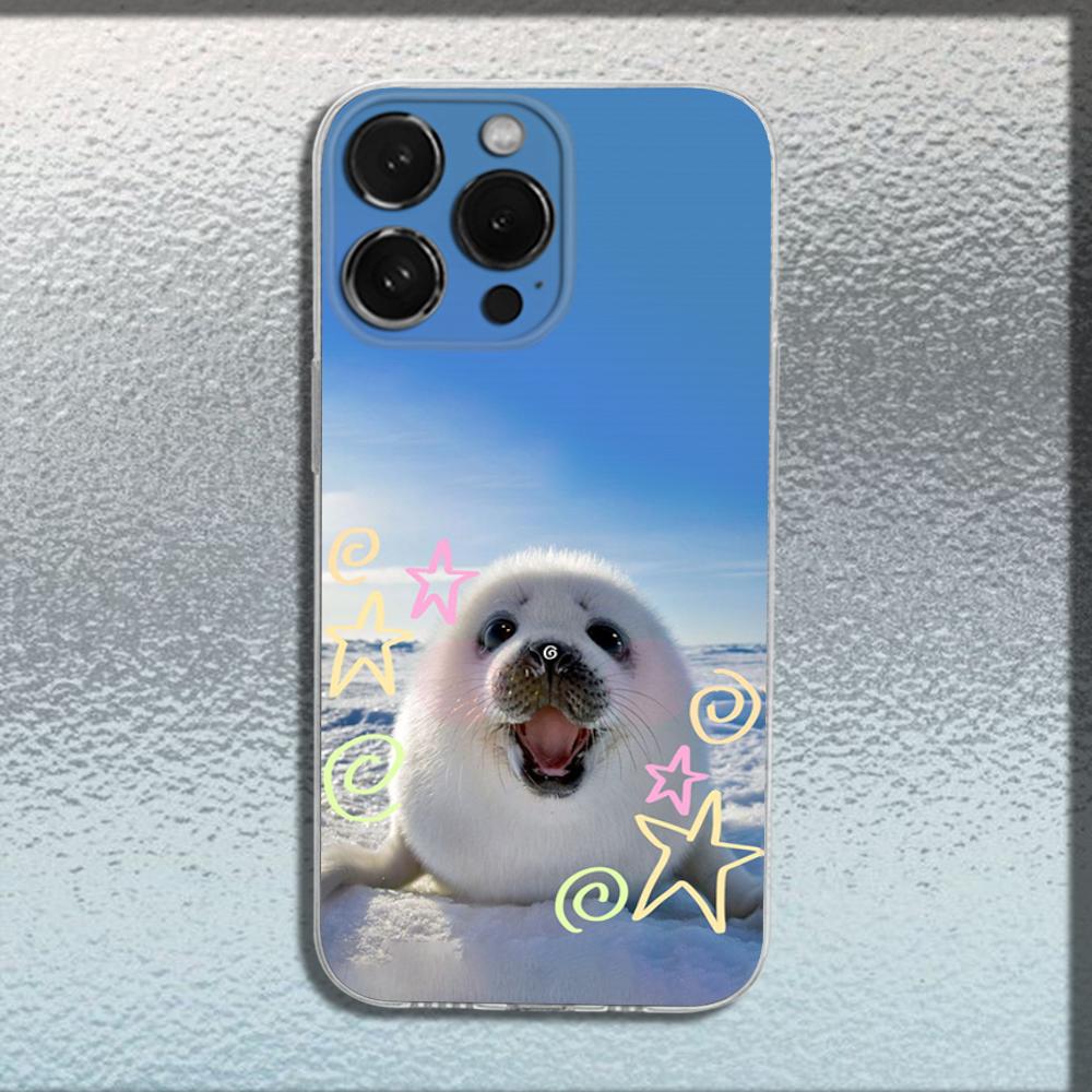 

Seal Funny Cute Phone Case For iPhone 16,15,14,13,12,11 Plus,Pro,Max,XR,XS,X,Plus,SE,Mini Transparent Soft Cover iPhone12mini