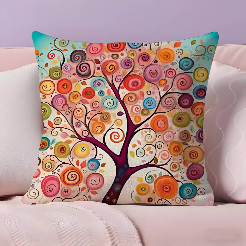 Colored Tree Pillow Case  Ultra Soft Skin Friendly Fabric Cloud Like Comfort & Concealed Zipper