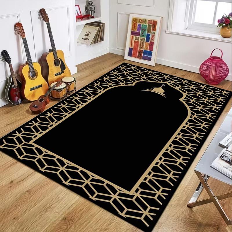 

Islamic Prayer Rug Muslim Worship Mat Geometric Floral Pattern Soft Decorative Floor Carpet for Living Room Bedroom Home Decor 40X60CM