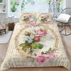 3D Classic Luxury Bedding Full Size Vintage Flower Bedspread Set Microfiber Fabric with Zipper Washable Soft Home Decoration