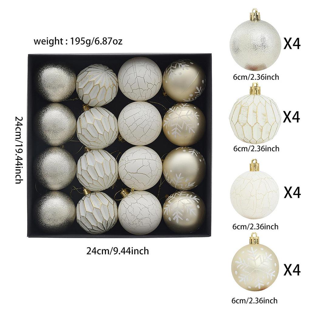 16Pcs Christmas Ball Ornaments Shatterproof Party Supplies DIY Baubles Hanging Balls Christmas Ornaments for Indoor Celebration