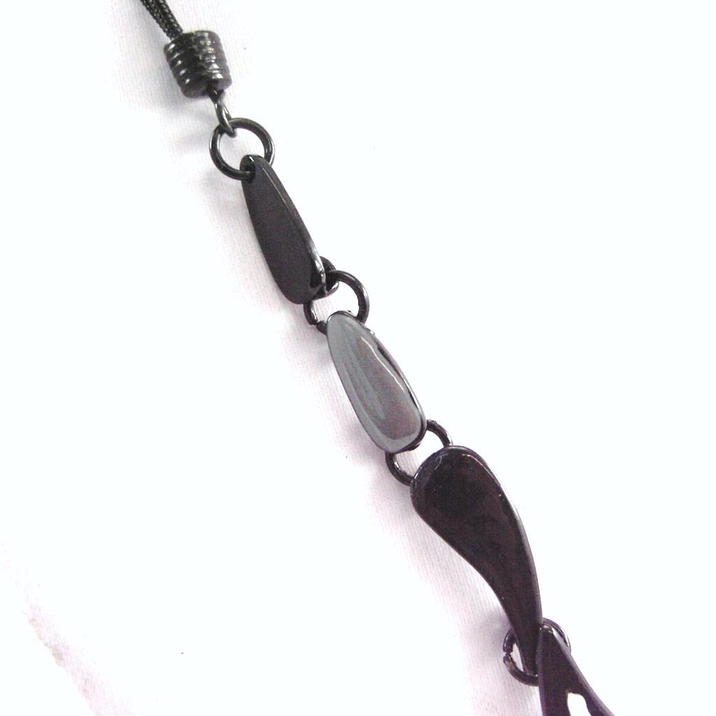 NOA [G5948] - Designer Necklace 'Harlequin' Gray Black