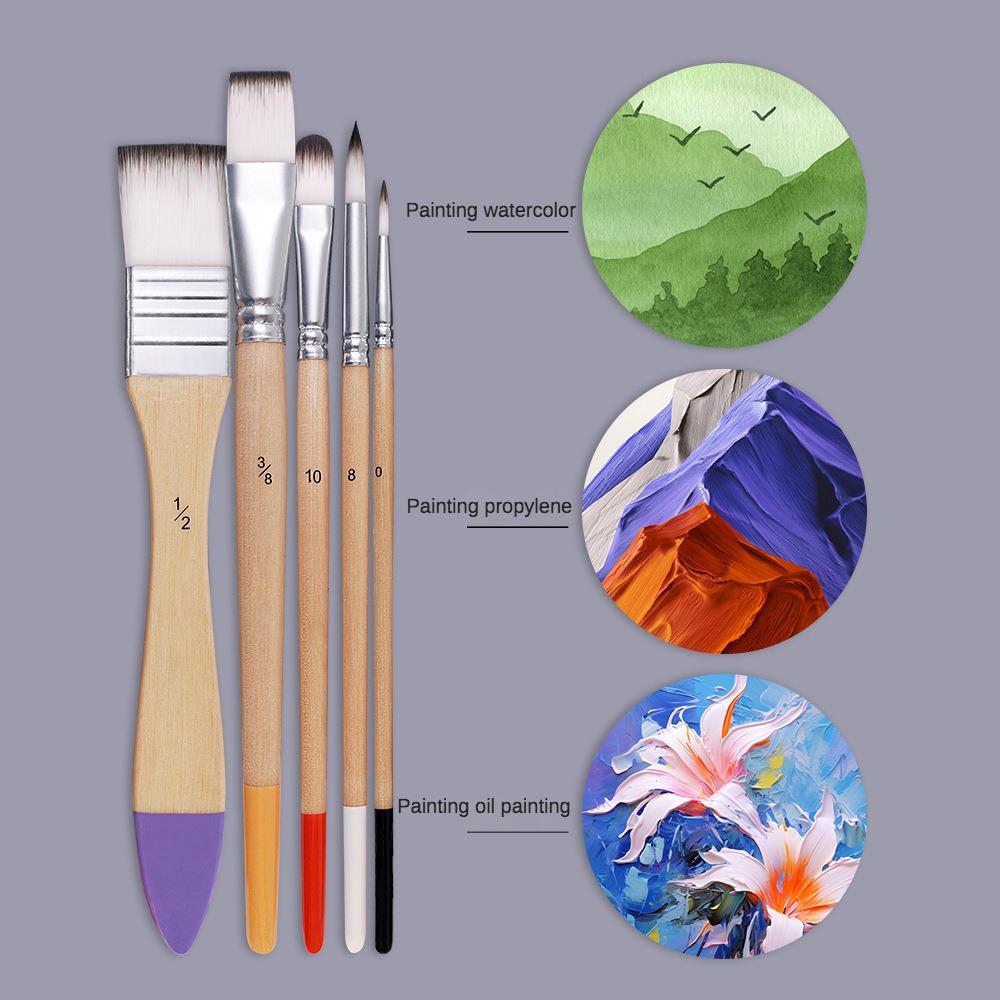 Nylon Hair 9 Pcs Brush Mixed Art Supplies Beginner Watercolor Painting Wall Paint Pigment Board Brush Acrylic Paint Set Artist