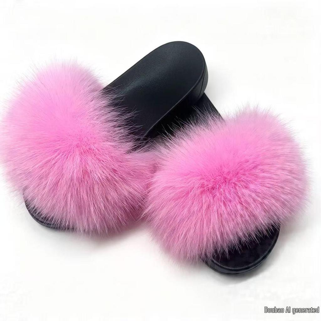 2026 Korean Summer Women's Fashion Slippers: Comfortable, Non-slip, Single Strap, Furry, Casual, Outdoor Wear.