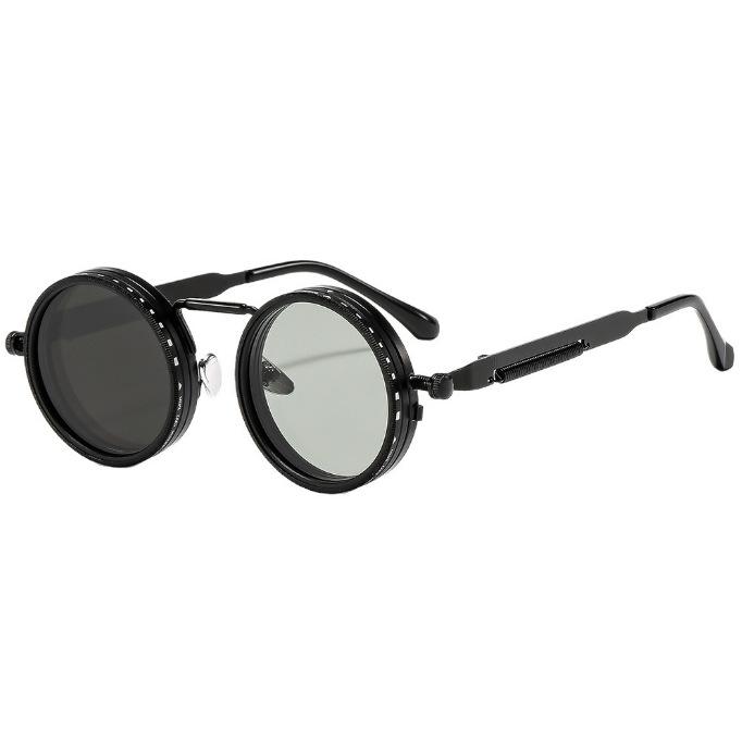 

Adjustable Tint Sunglasses Polarized for Men and Women 1-9 Gear Manual Dimming Round Metal Frame UV400 ND Filter Sunglasses for Fishing and Driving чёрный