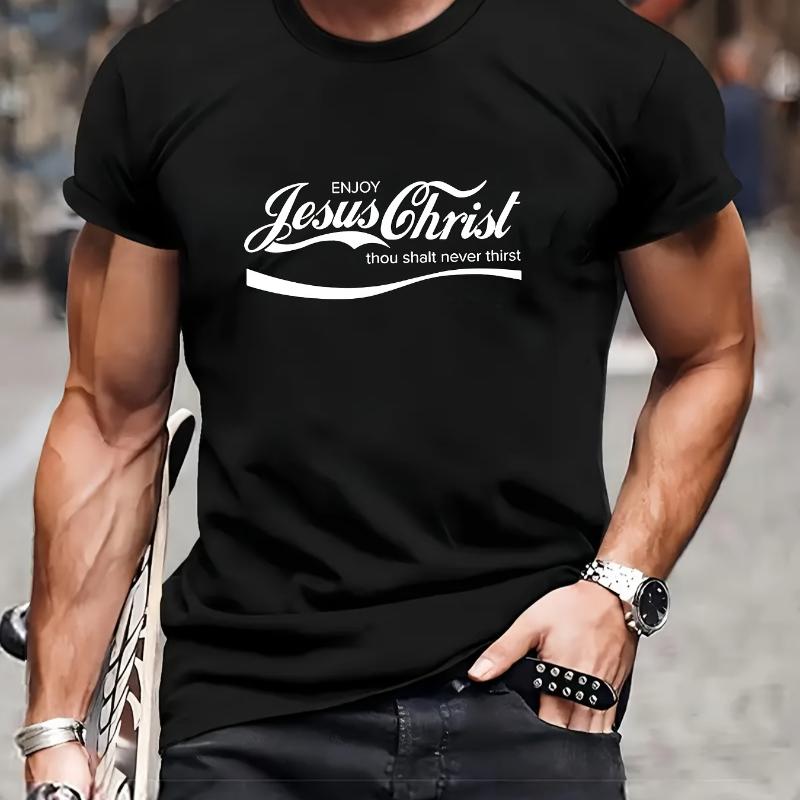 

Religious Script Print T-Shirt,Lightweight T-Shirt Breathable Cool, Comfortable Wear XXL белый