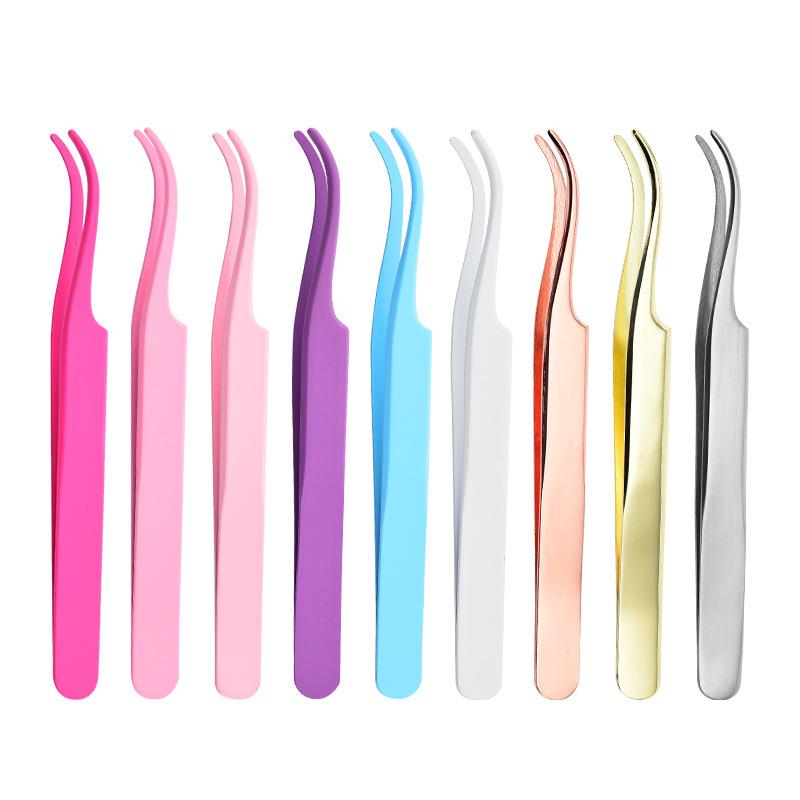 Round Tip Eyelash Tweezers and Clips: Dolphin and Butterfly Designs for False Eyelash Application