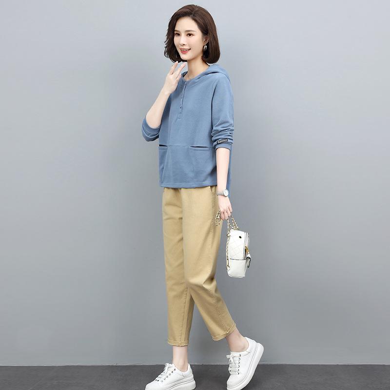 Women's Fashionable Mom Style Casual Sweatshirt Set: 2025 Spring/Autumn Two-Piece Outfit