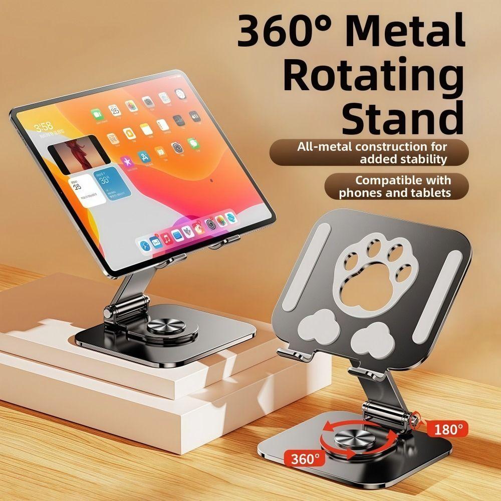Foldable Cat Claws Tablet Holder Rotatable 360° Rotation Alloy Tablet Stand Heat Dissipation Hollowed-out Phone Stand