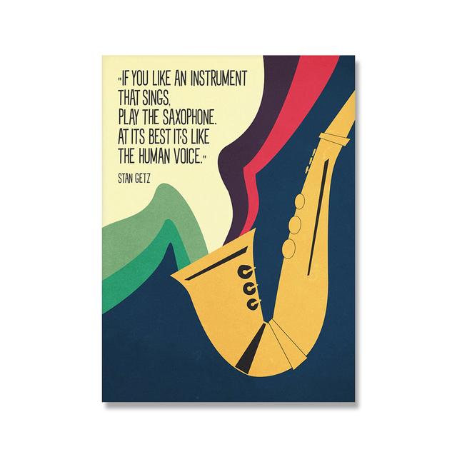 Muziekinstrument Poster Piano Saxofoon Gitaar Retro Stijl Canvas Wall Art Schilderij Jazz Muziek Citaat Prints Nordic Home Decor