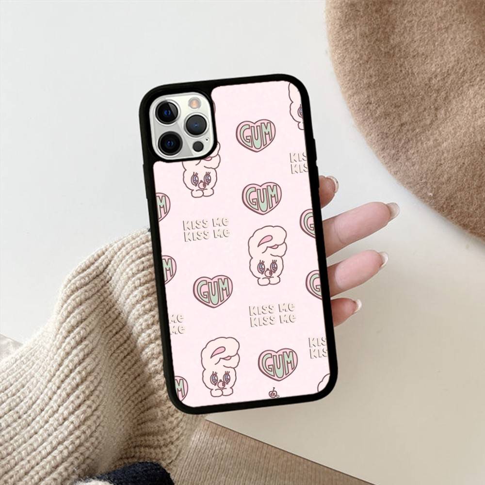Cute E-EstherS Bunny Rabbit For Iphone 17 Air 16 15 14 13 12 11 Pro Max TPU+PC Plus Shockproof Back Phone Cover
