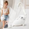 Soft Fluffy Cute Seal Shoulder Bag Lightweight Adjustable Straps Crossbody Bag Cartoon Fabric Handbag Women's Accessories